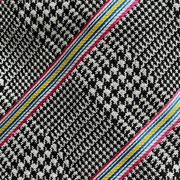 ETRO Tie in Blk/Wht Houndstooth Pink/Blue/Yellow - Picture 2 of 4